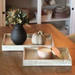 Set of 2 Serving Trays QUENA Mango Wood Light Brown