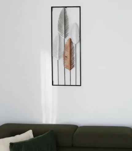 Wall Decor Leaf NIOBIUM Metal 90 cm Silver