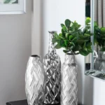 Decorative Vase ARPAD Stoneware 33 cm Silver