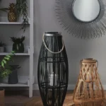 Garden Lantern Lantern TAHITI Bamboo Wood 84 cm Black