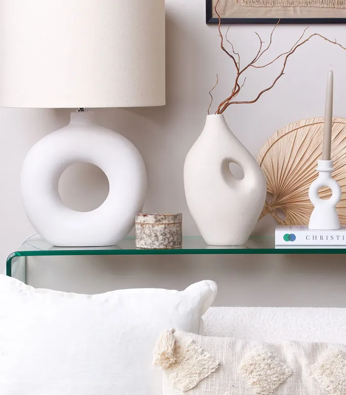 Flower Vase KOMOTINI Ceramic 32 cm Off-White - Image 4