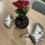 Set of 2 Trinket Dishes Leaf PALENQUE Metal Silver